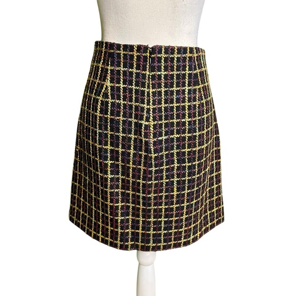 Hutch Windowpane Print Tweed Mini Skirt in Black & Multicolor Size XS - Picture 9 of 15